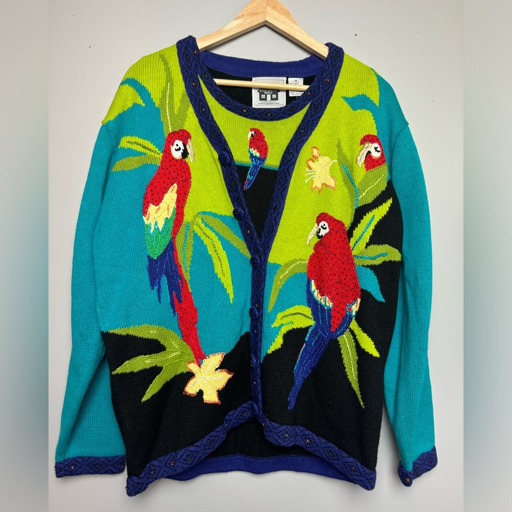 Storybook Knits by‎ HSN — Parrot Twinset Tank and Cardigan Size Medium